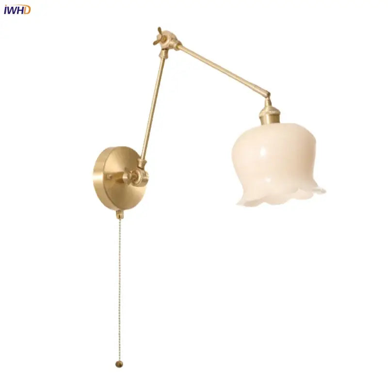 Vintage brass and cream resin led wall sconce bedroom light