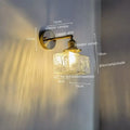 Vintage brass and glass led wall lamp bedroom pull chain light