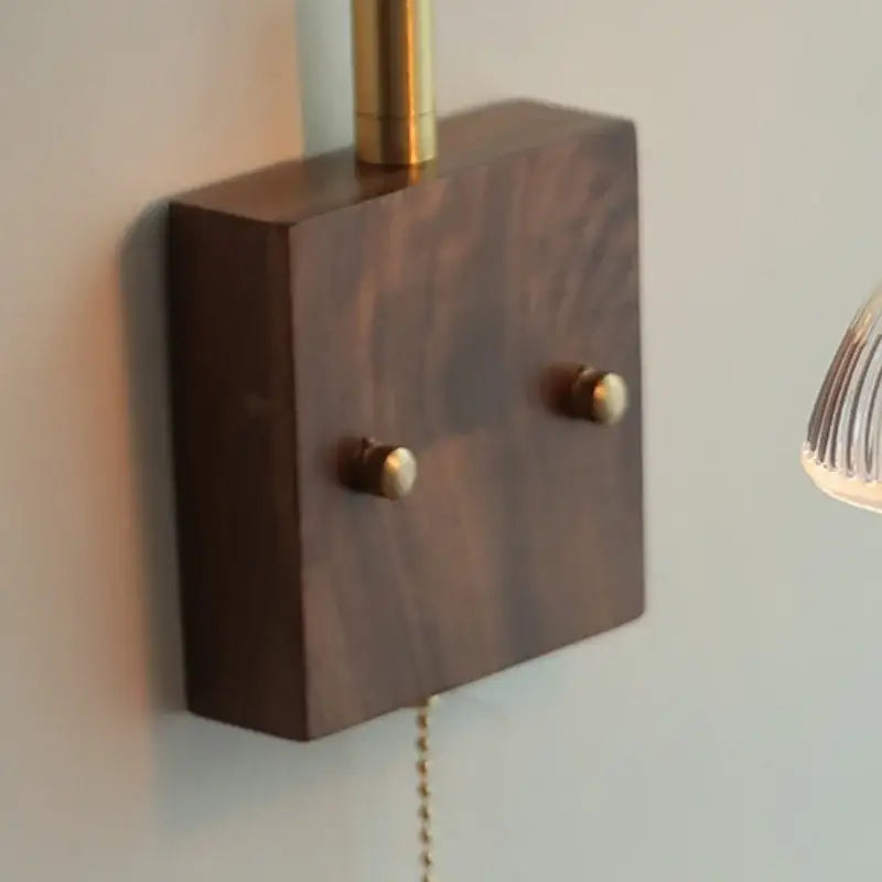Vintage brass and glass pink led wall lamp bedroom sconce