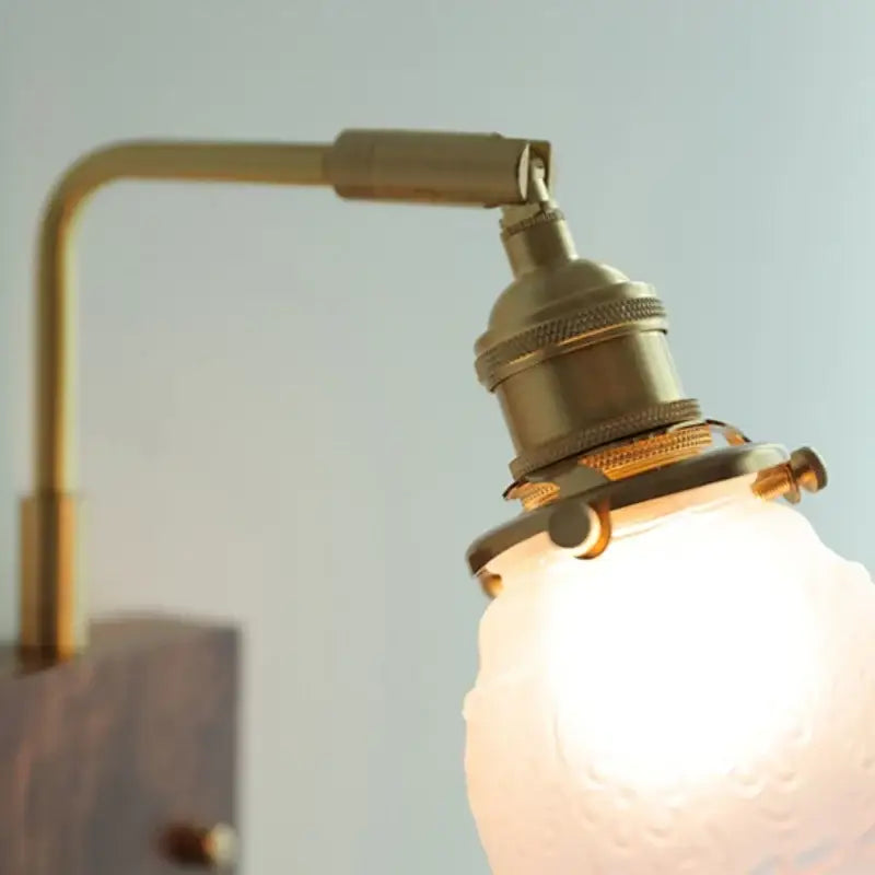 Vintage brass and glass pink led wall lamp bedroom sconce