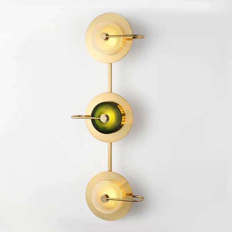 Vintage brass and green glass metal wall art light living room