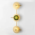 Vintage brass and green glass metal wall art light living room