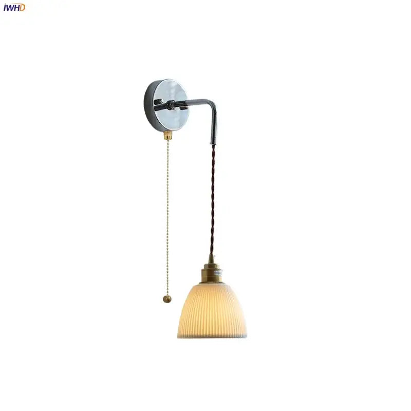 Vintage brass and ribbed glass wall sconce bedroom ceramic led wall