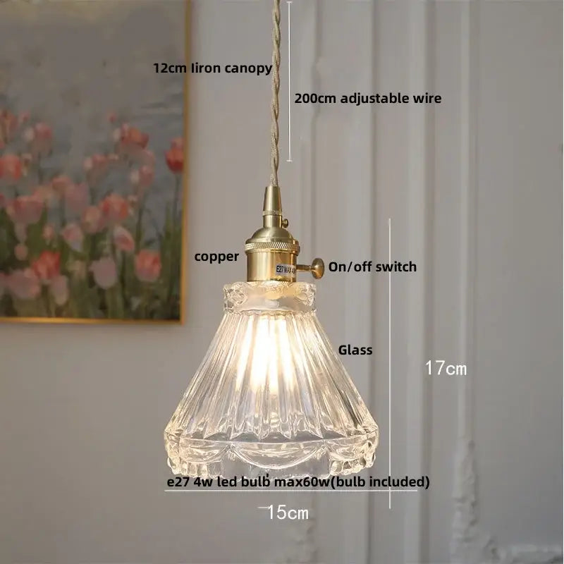 Vintage brass crackled glass globe led pendant light kitchen fixture