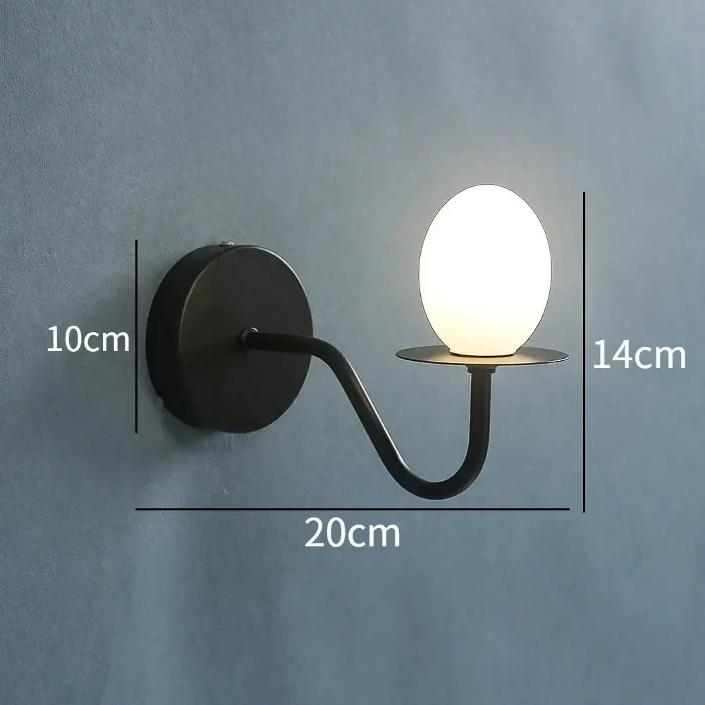 Vintage brass glass egg mini wall lamp bedroom sconce