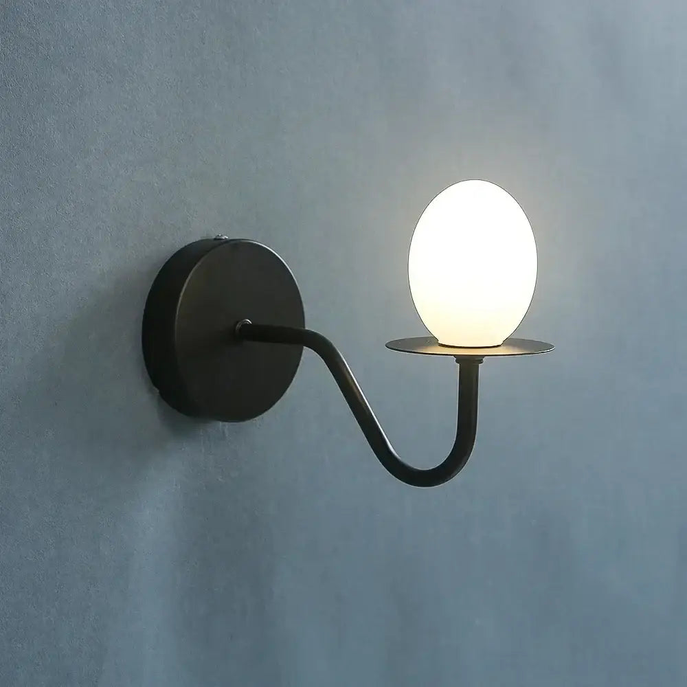 Vintage brass glass egg mini wall lamp bedroom sconce