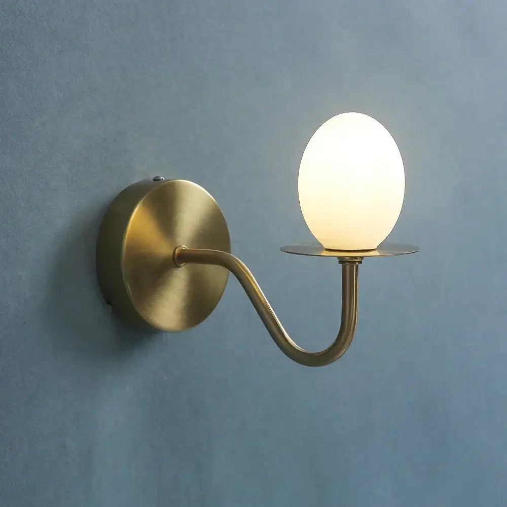 Vintage brass glass egg mini wall lamp bedroom sconce