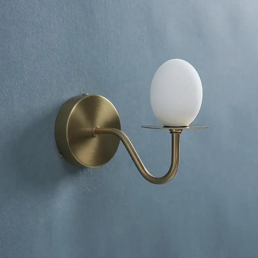 Vintage brass glass egg mini wall lamp bedroom sconce
