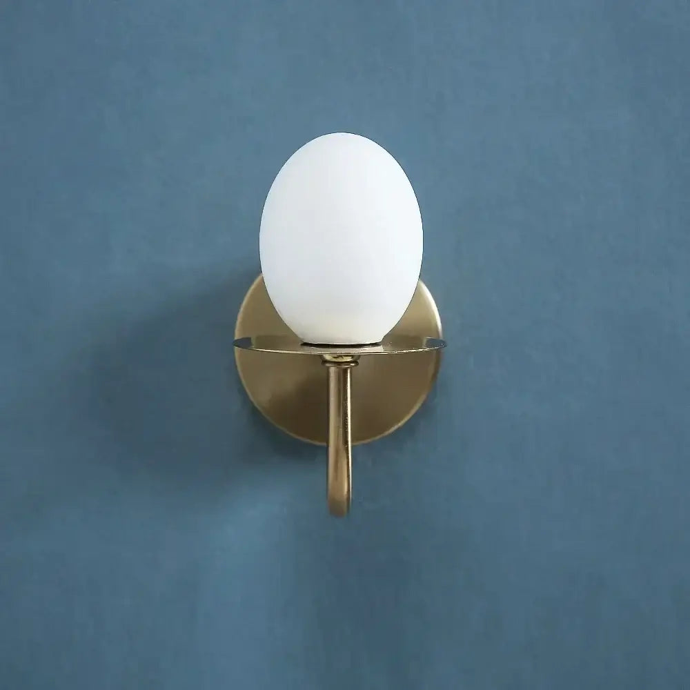 Vintage brass glass egg mini wall lamp bedroom sconce