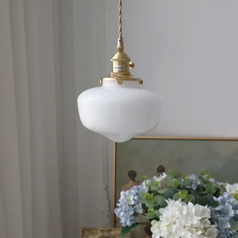 Vintage brass glass led pendant light kitchen hanging lamp