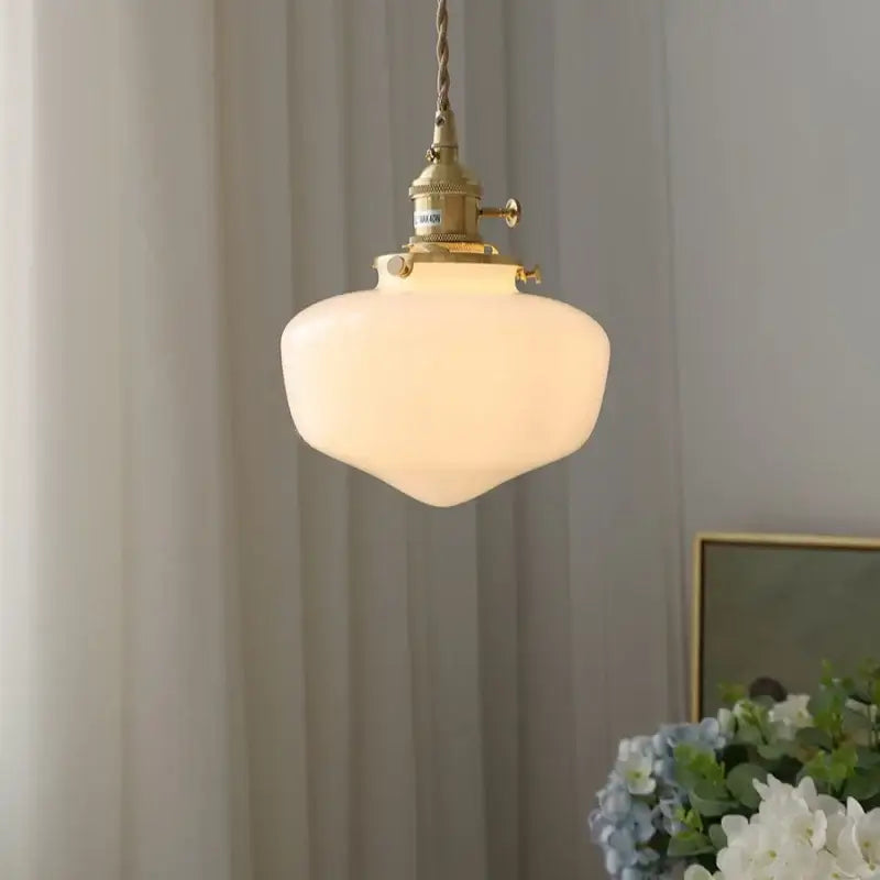 Vintage brass glass led pendant light kitchen hanging lamp