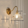 Vintage brass led wall light with fluted glass shade bedroom sconce