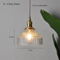 Vintage brass ribbed glass led ceiling chandelier bedroom light