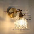 Vintage brass ribbed glass pull chain led wall lamp living room