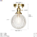 Vintage brass star glass copper ceiling light bedroom lamp