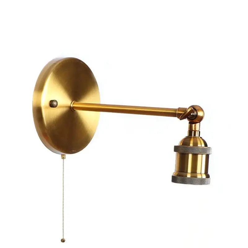 Vintage brass wall lamp with pull chain – bedroom gold vintage iron