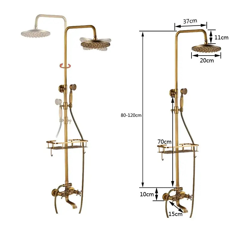 Vintage brass wall mount bathtub faucet with shower set for bathroom
