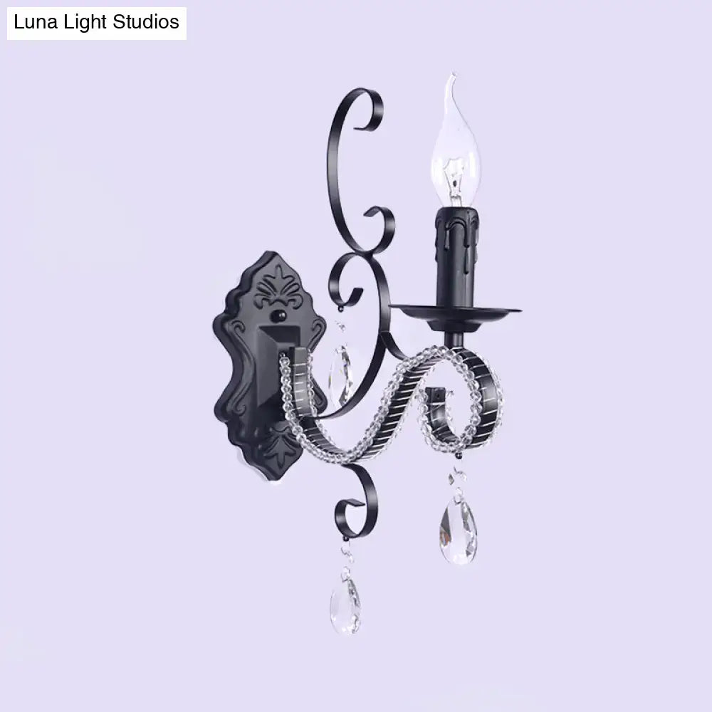 Vintage bronze wall mounted lamp with crystal living room sconce