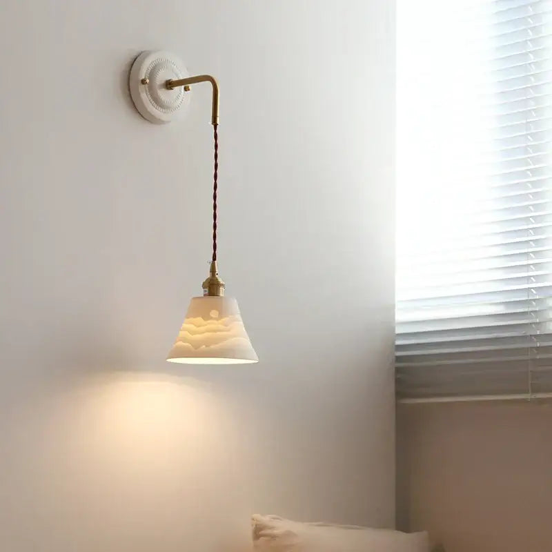 Vintage ceramic and brass wall sconce – bedroom adjustable led light