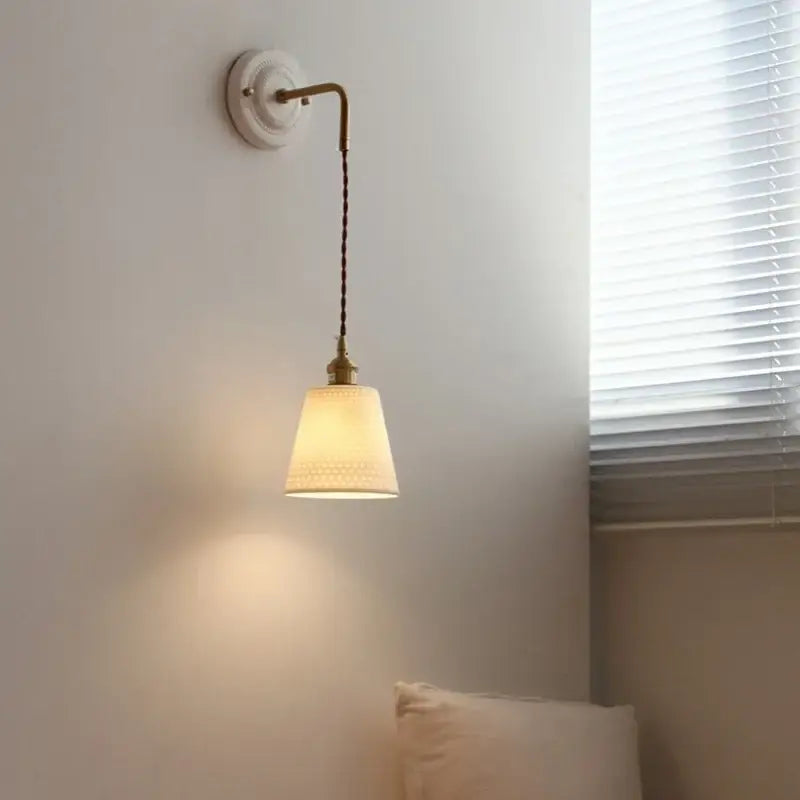 Vintage ceramic and brass wall sconce – bedroom adjustable led light