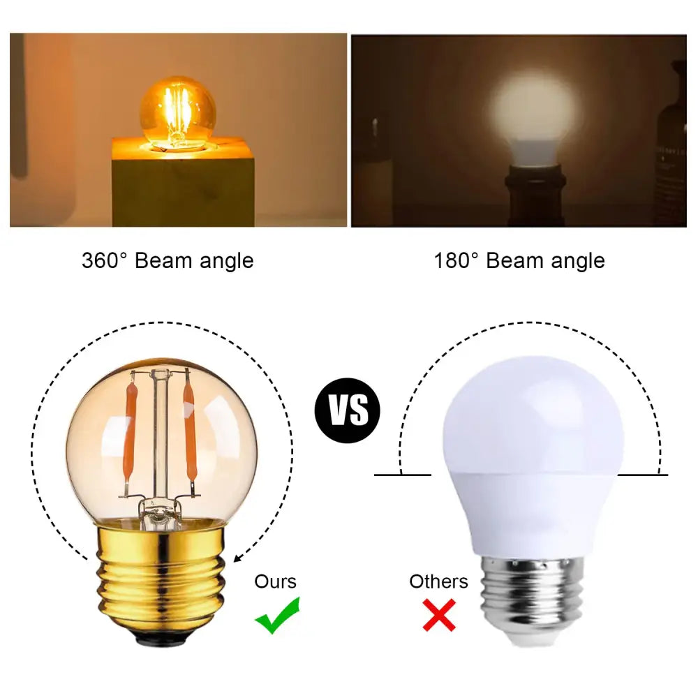 Vintage clear & amber g40 globe led filament bulb bedroom light