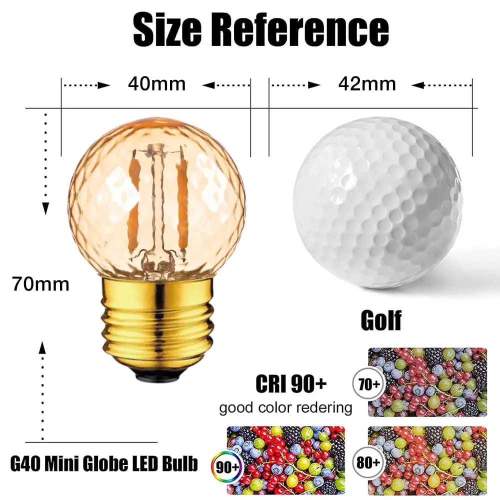 Vintage clear & amber g40 globe led filament bulb bedroom light