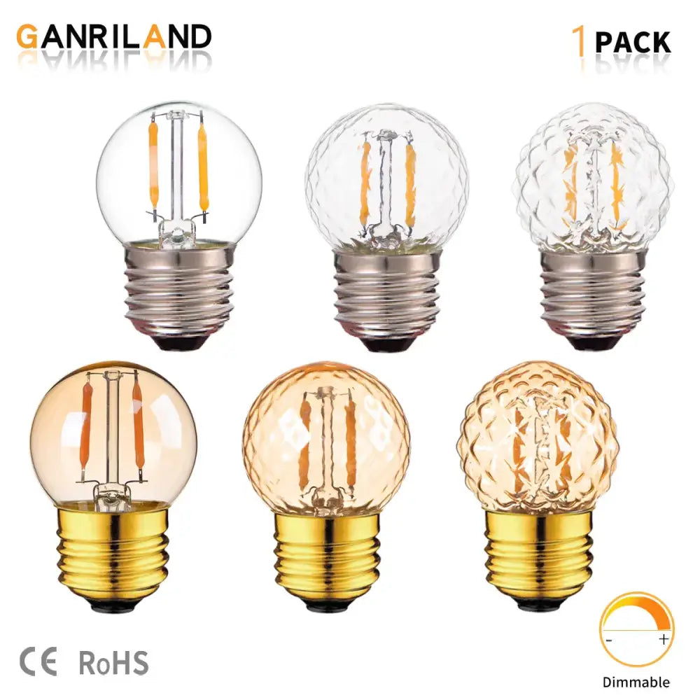 Vintage clear & amber g40 globe led filament bulb bedroom light