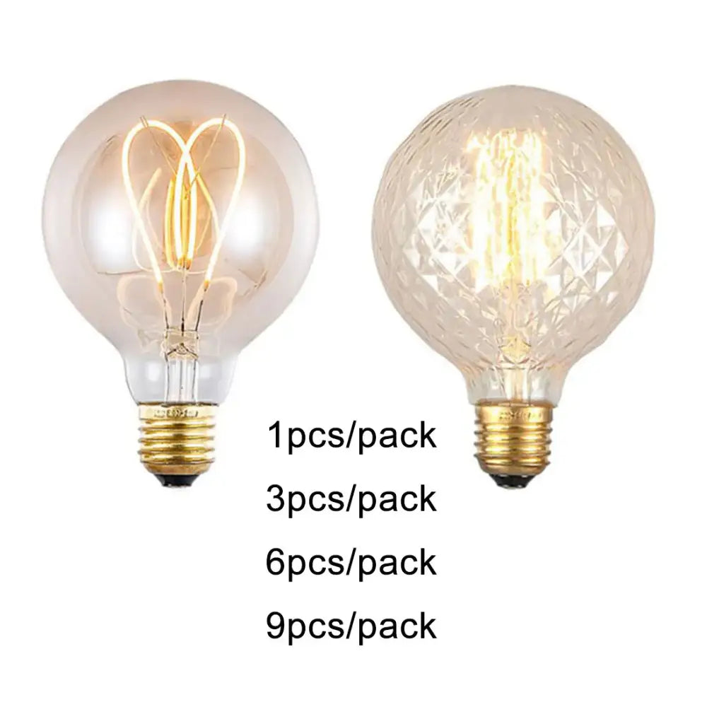 Vintage clear & faceted led globe edison bulb living room light