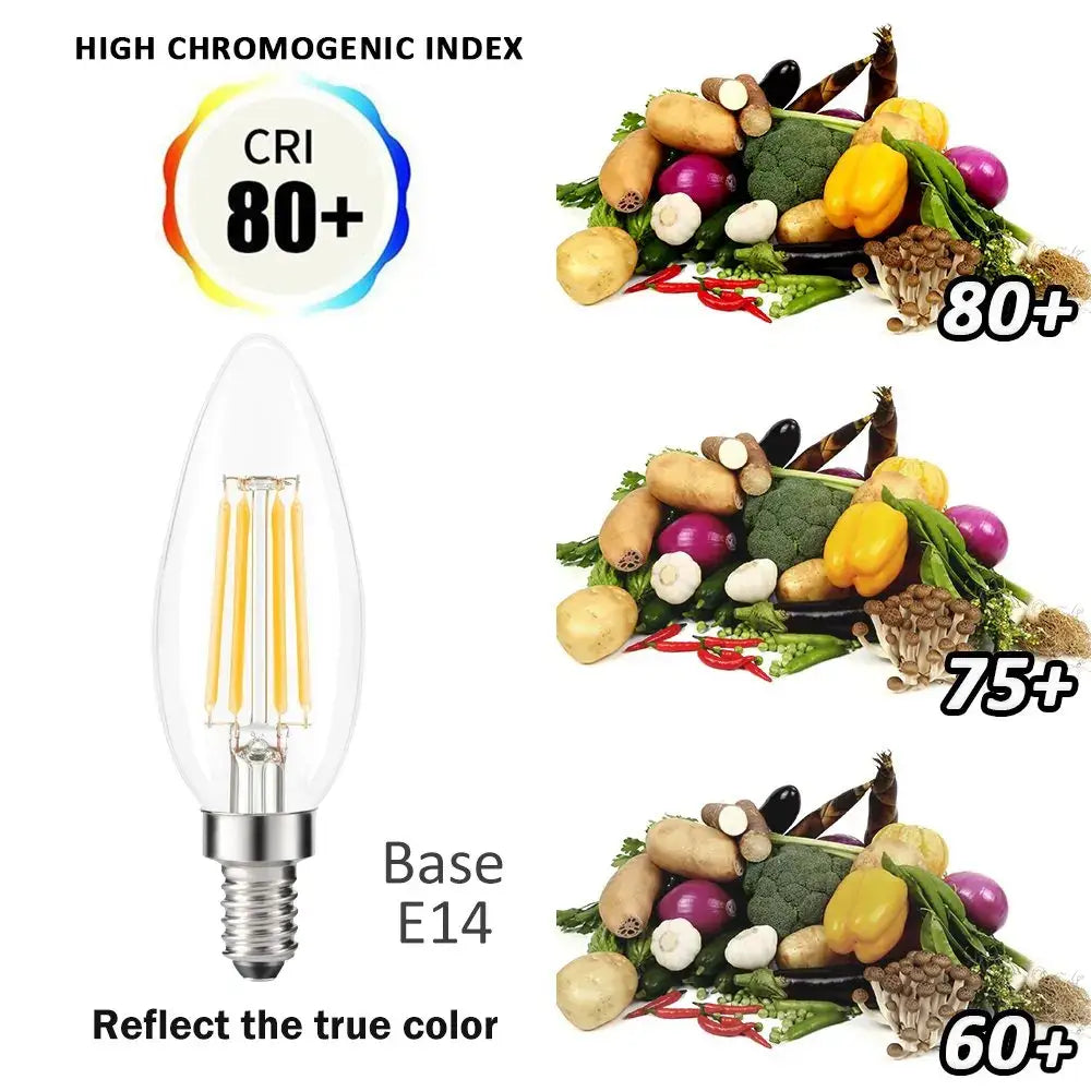 Vintage clear glass led candle bulb dining room 12 pack