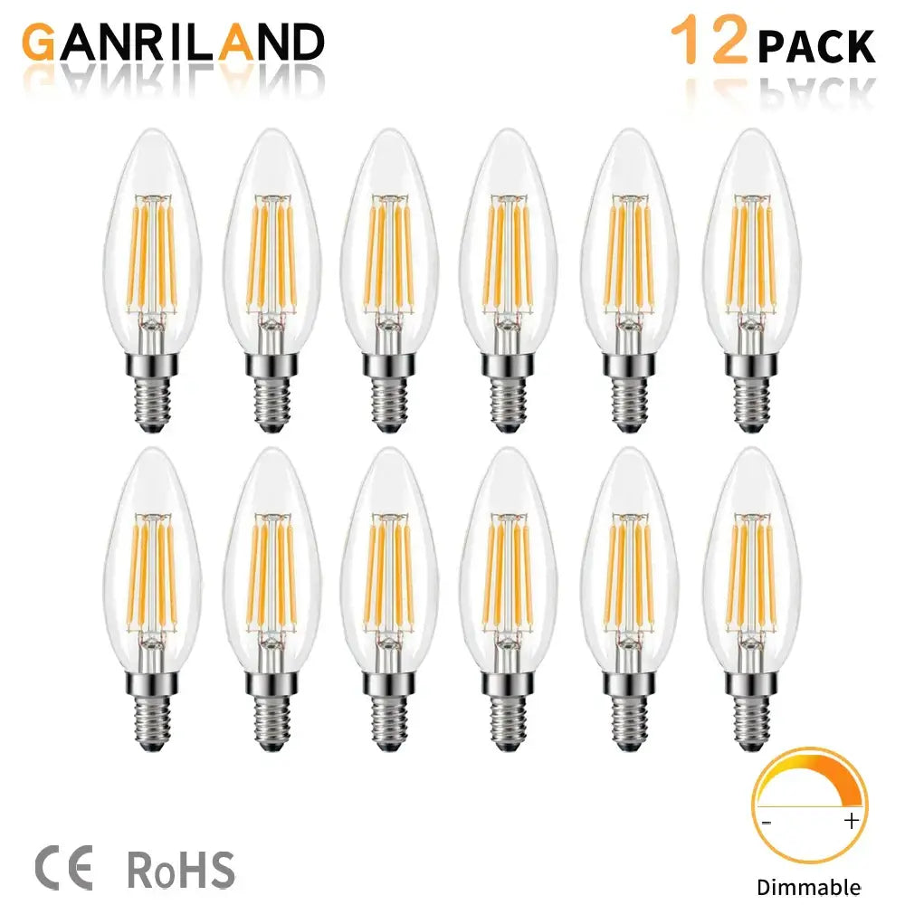 Vintage clear glass led candle bulb dining room 12 pack