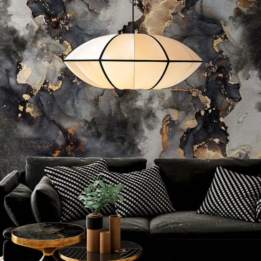 Vintage cream danish fabric pendant lamp dining room geometric chandelier