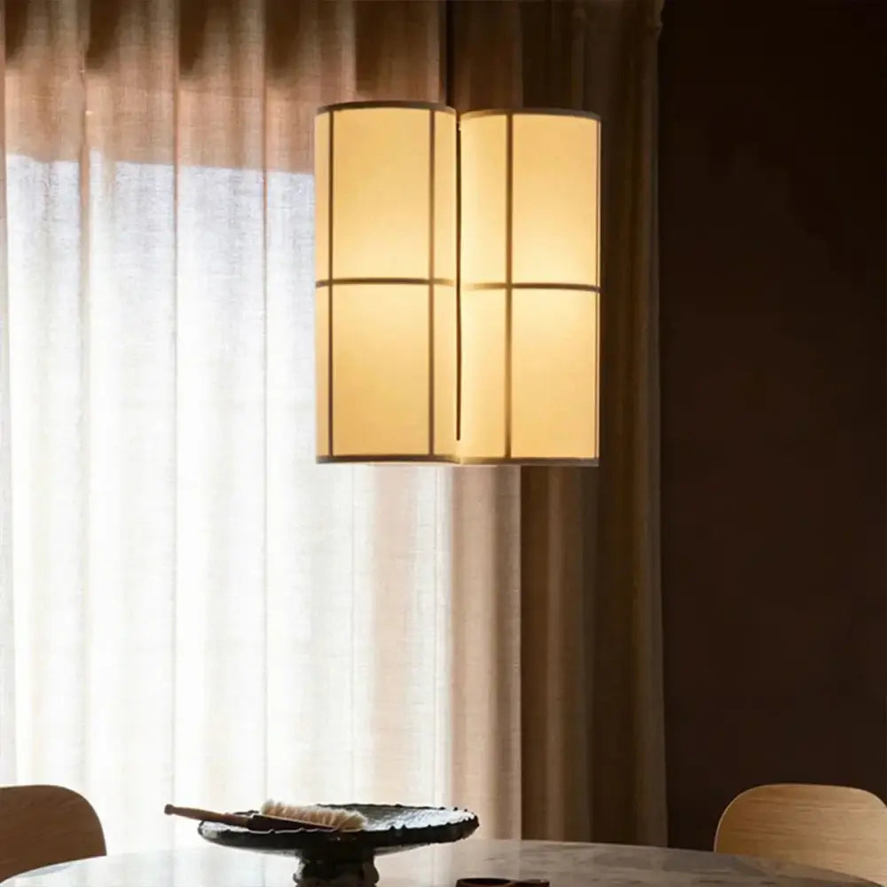 Vintage cream fabric hashira cluster pendant light dining room