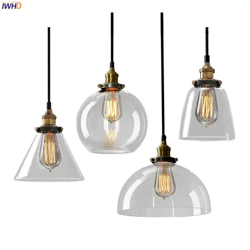 Vintage dark glass pendant lights set of 4 dining room brass accents