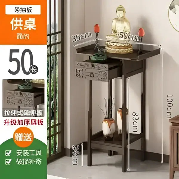 Vintage dark wood bamboo console table with drawer living room shelf
