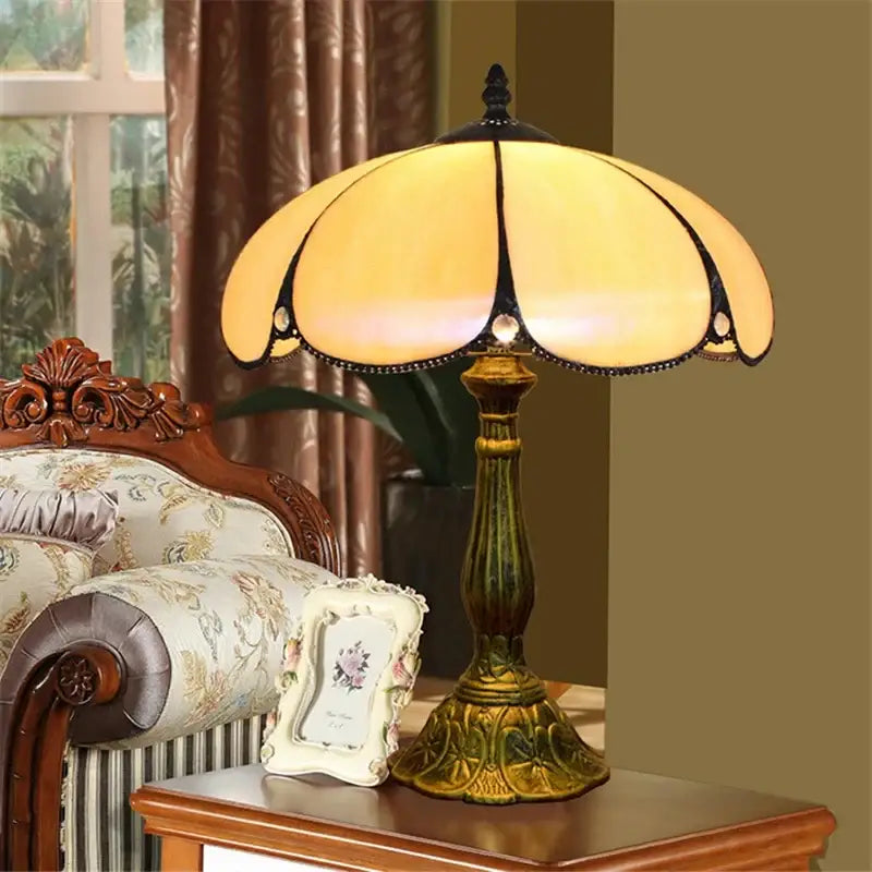Vintage dragonfly tiffany stained glass table lamp bedroom desk light