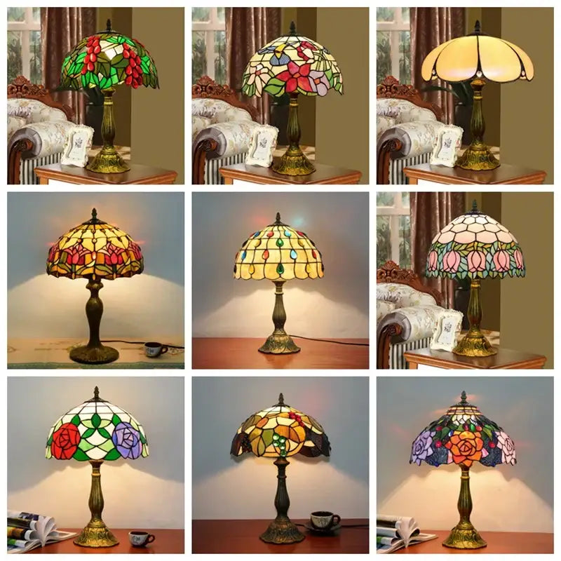 Vintage dragonfly tiffany stained glass table lamp bedroom desk light