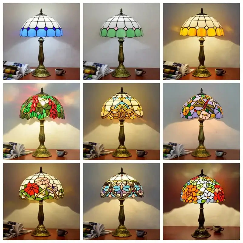 Vintage dragonfly tiffany stained glass table lamp bedroom desk light