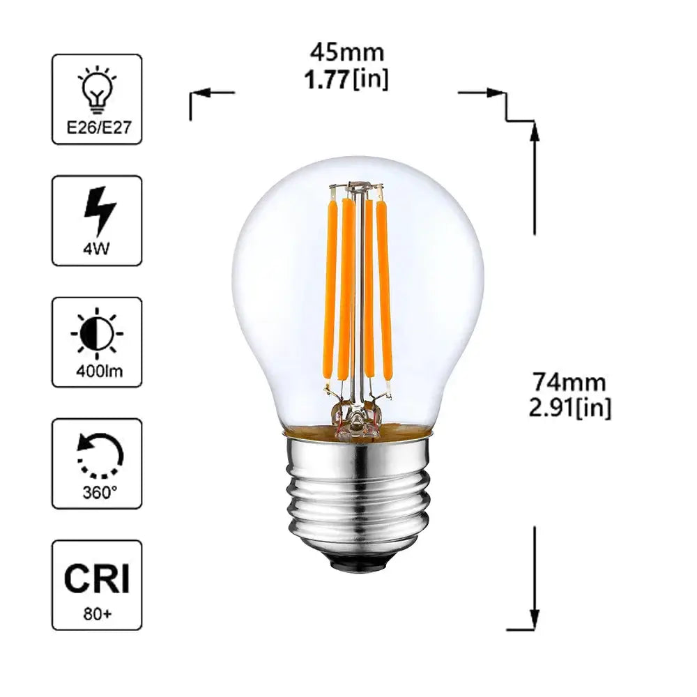 Vintage edison clear glass led globe bulb bedroom dimmable light
