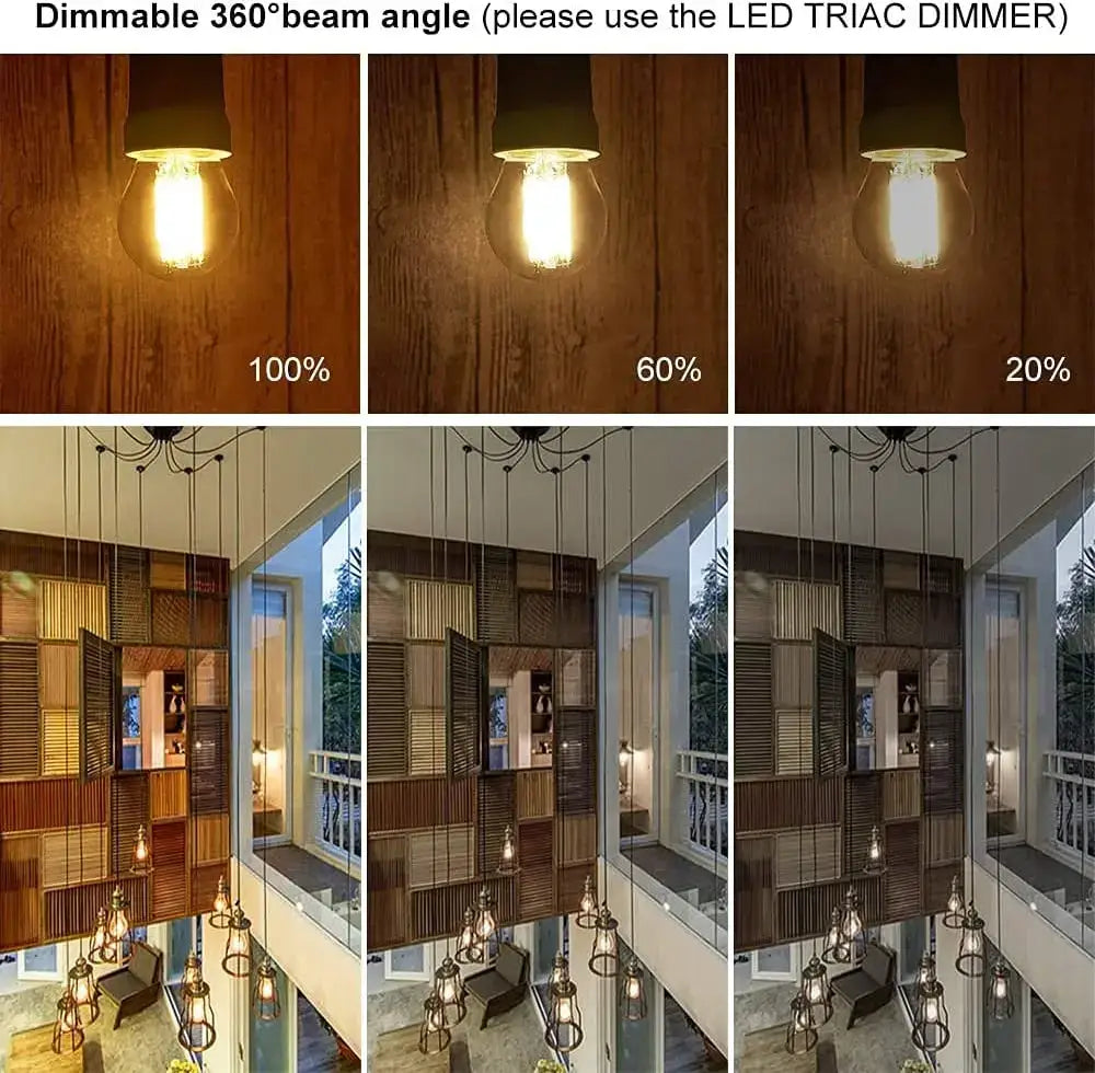 Vintage edison clear glass led globe bulb bedroom dimmable light