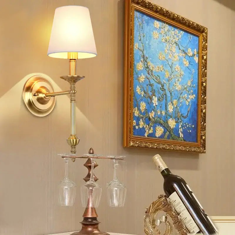 Vintage gold and cream led wall sconce for living room lighting