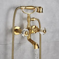 Vintage gold & black bathtub faucet bathroom cross handle hand shower