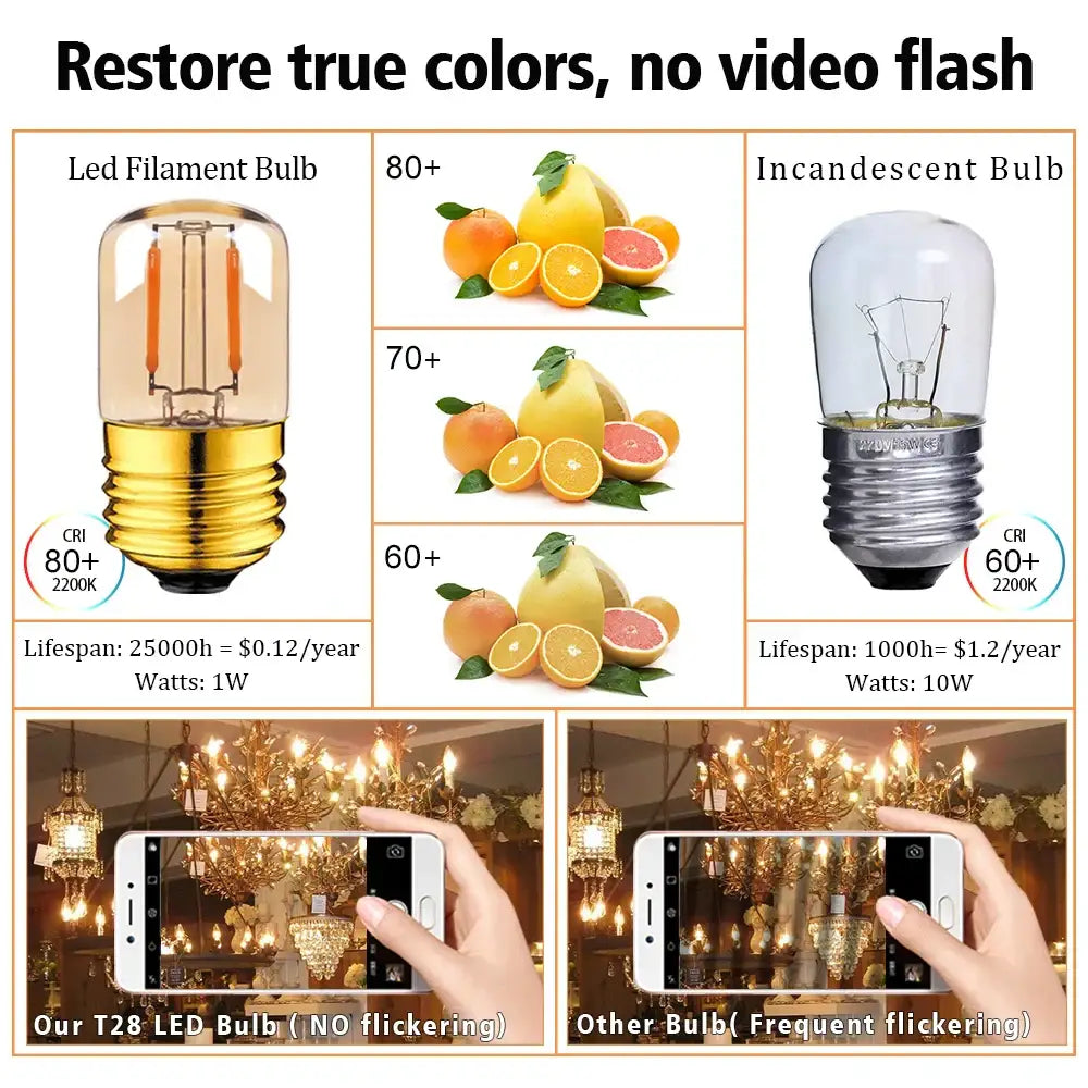 Vintage gold dimmable led tubular bulb 6 pack bedroom lighting