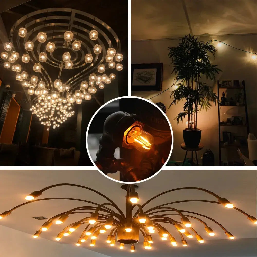 Vintage gold dimmable led tubular bulb 6 pack bedroom lighting