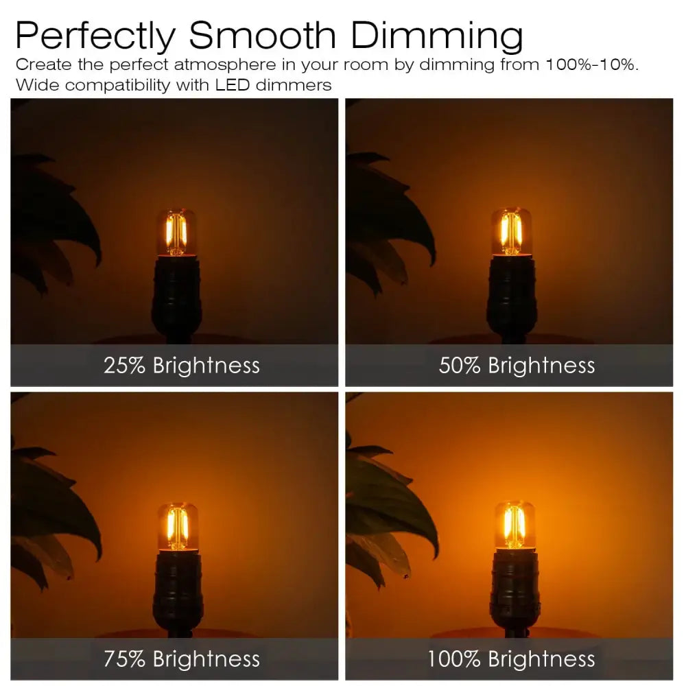 Vintage gold dimmable led tubular bulb 6 pack bedroom lighting