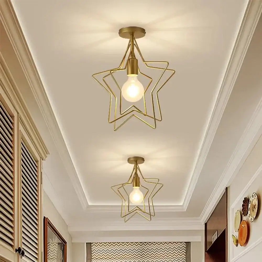 Vintage gold metal cage pendant light for restaurant and bar