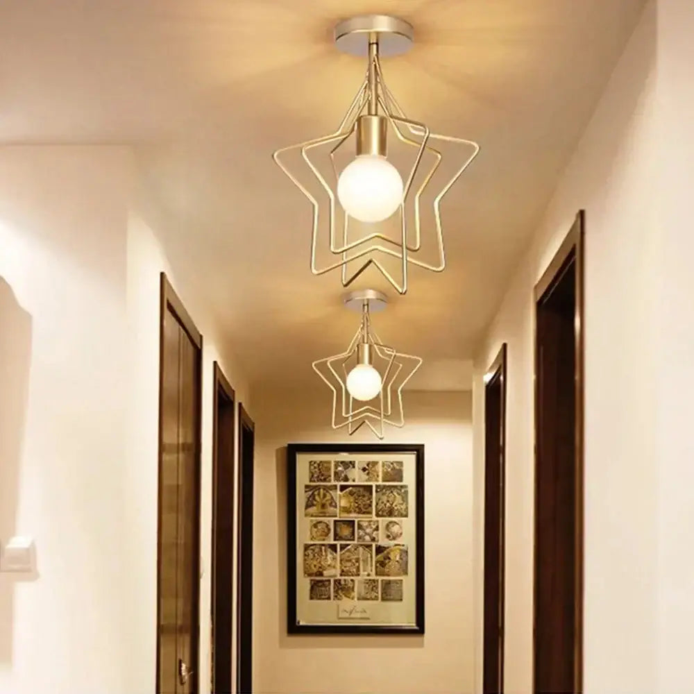 Vintage gold metal cage pendant light for restaurant and bar