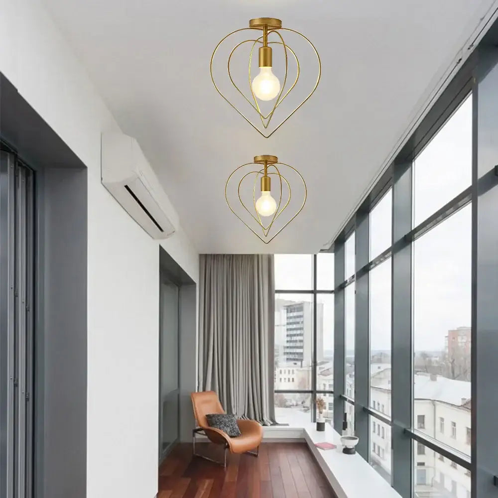 Vintage gold metal cage pendant light for restaurant and bar
