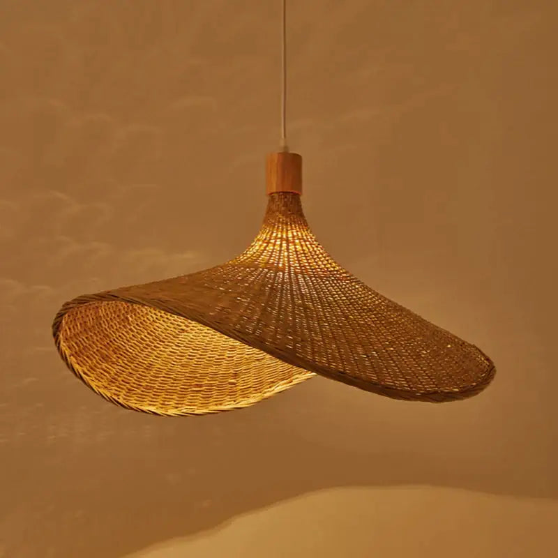 Vintage golden brown bamboo chandeliers led pendant lights dining room