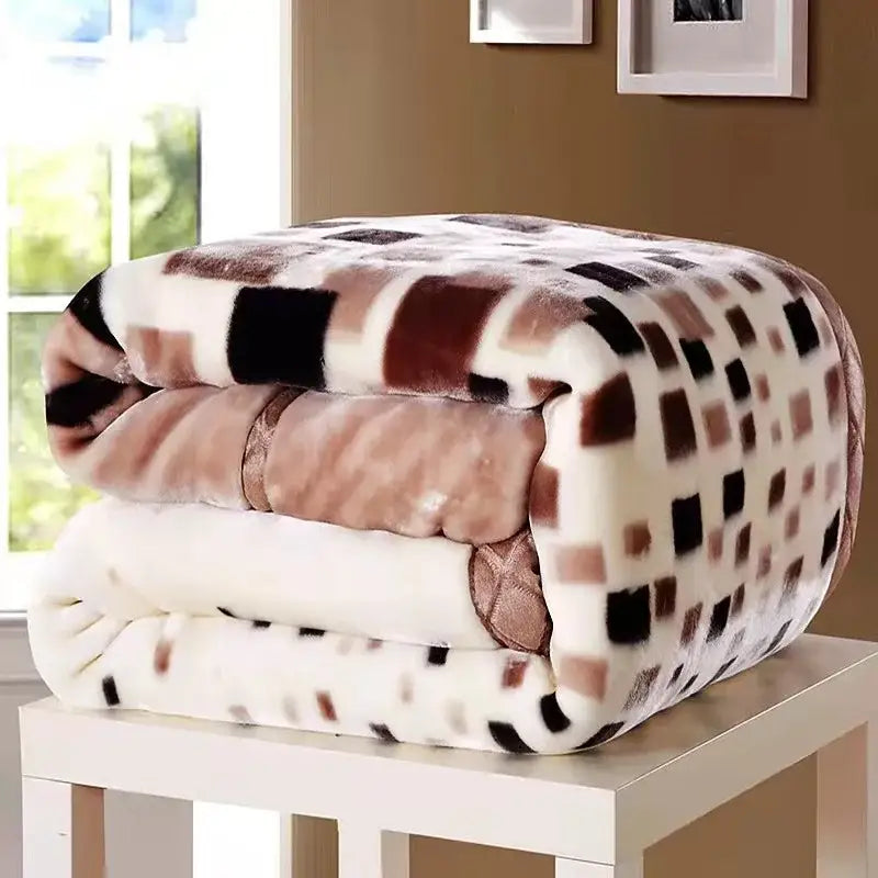 Vintage gray double layered raschel blanket bedroom plush throw