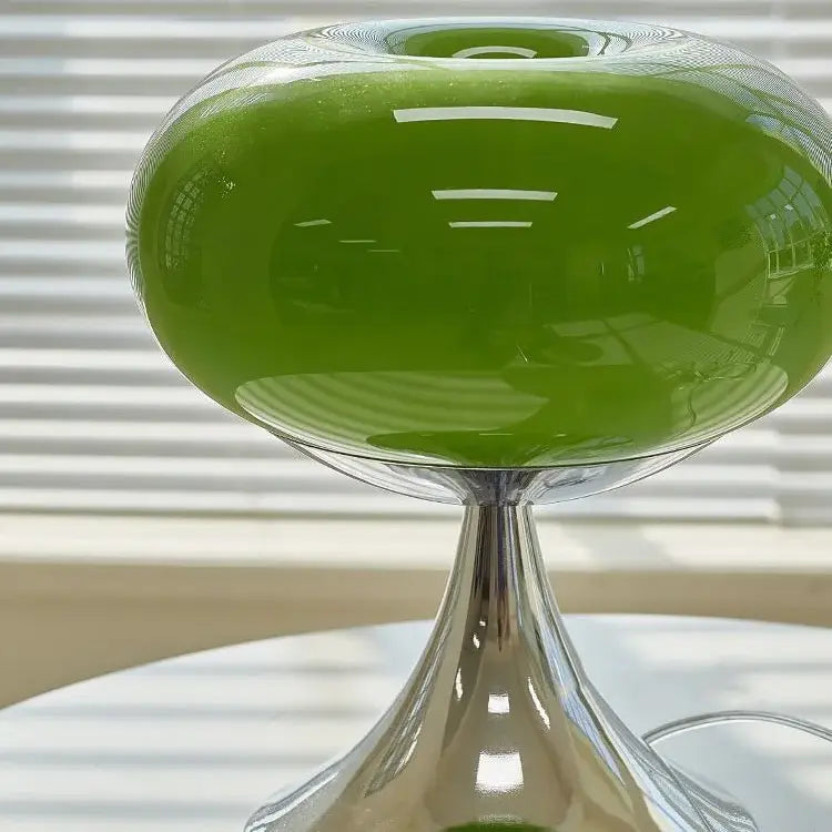 Vintage green and cream glass table lamp for bedroom